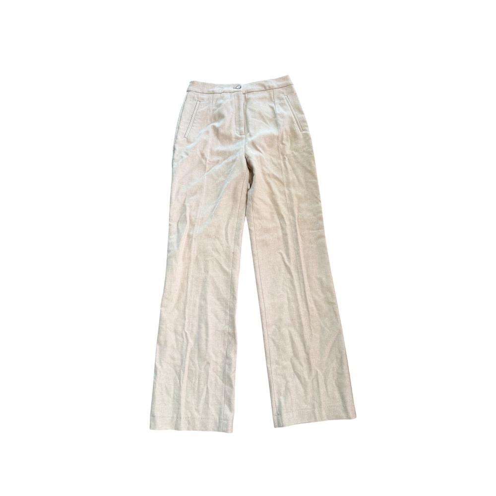 Sezane Clara Trousers Oatmeal Beige Wool Blend Straight Leg Pants Size 38 NEW